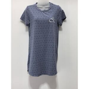Calvin Klein Blue Logo Sleepwear Dress Short Sleeve Cotton Blend Women’s Size S